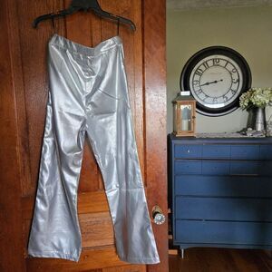 Commense Silver Metallic Pants | Size Small | NWT | High Rise Straight Leg